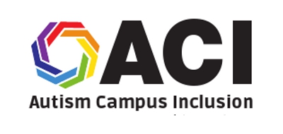 ACI: Autism Campus Inclusion. Logo has a heptagon composed of seven colors.